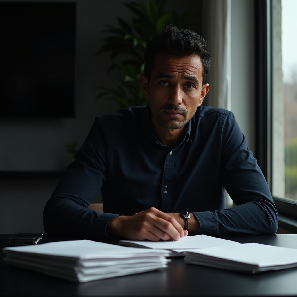 Person vermeidet Blick auf Kontoauszüge – Finanzvermeidung als Muster